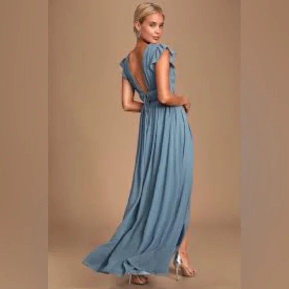 NWT SIZE XS Lulu's Elegant Blue Maxi Dress - Picture 2 of 12